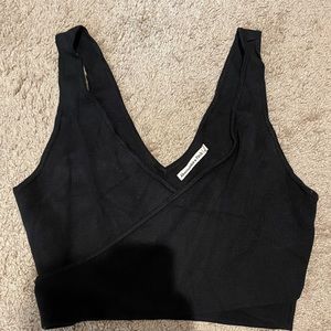 Abercrombie & Fitch cropped black sweater wrap top